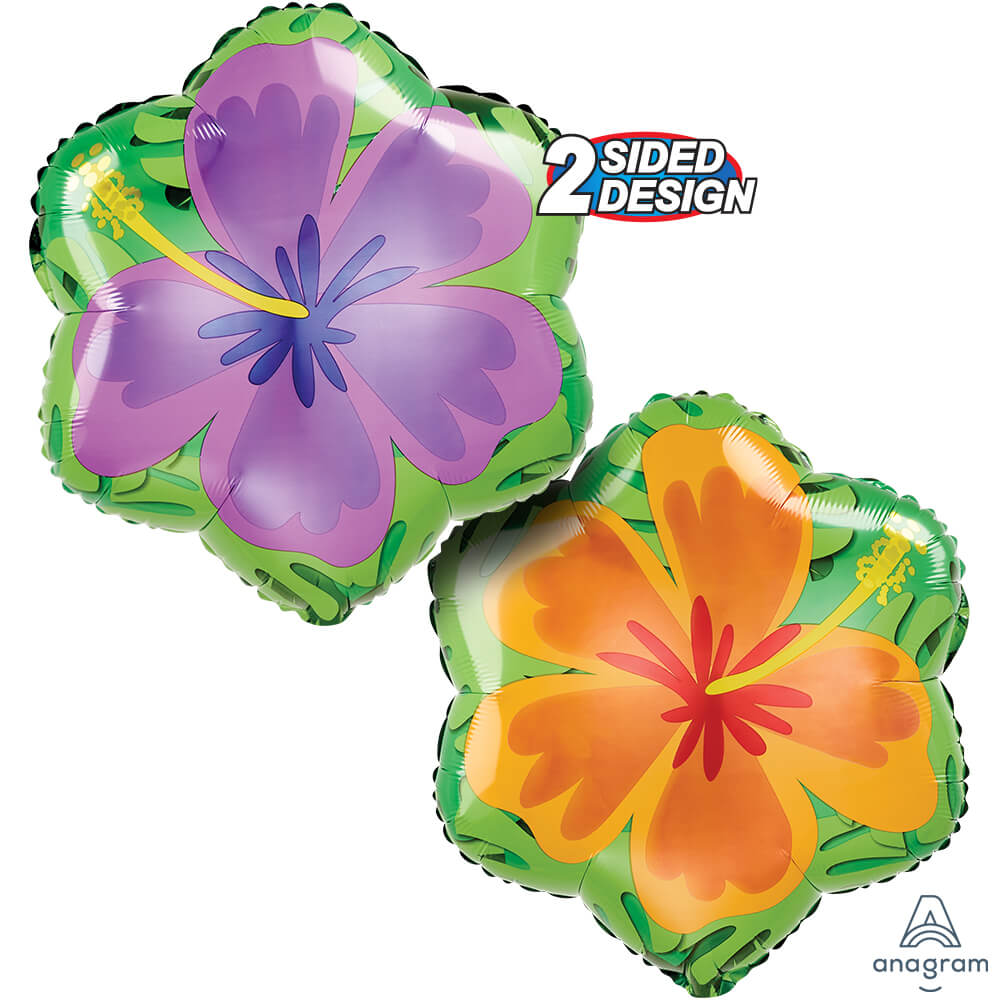 Foil Balloon Summer Orange & Purple Hibiscus
