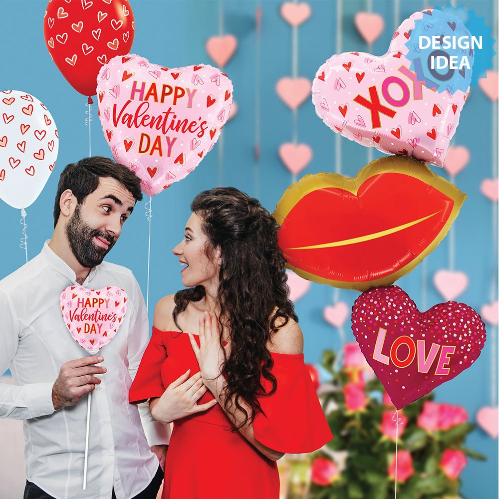 Valentine Hearts Foil Balloon 18 Inch