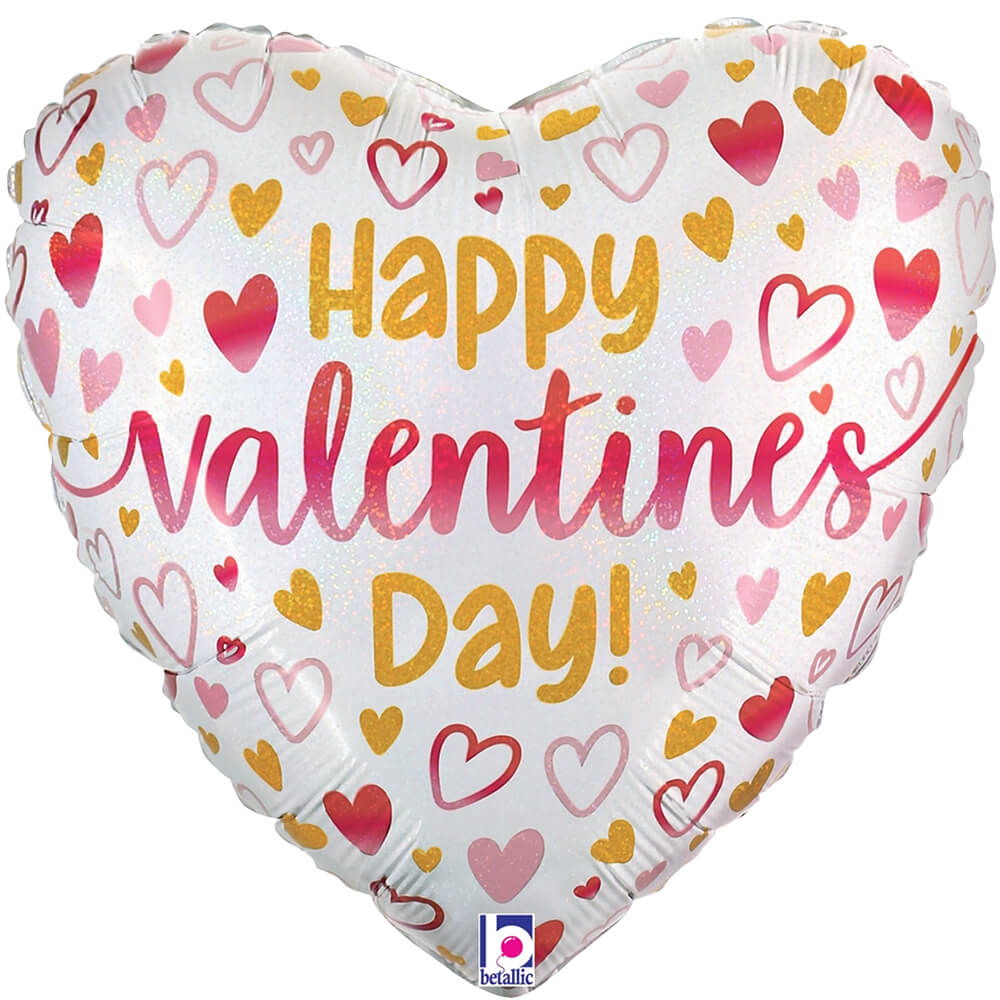 Foil Balloon Valentine Ombre Hearts Holographic 18 Inch