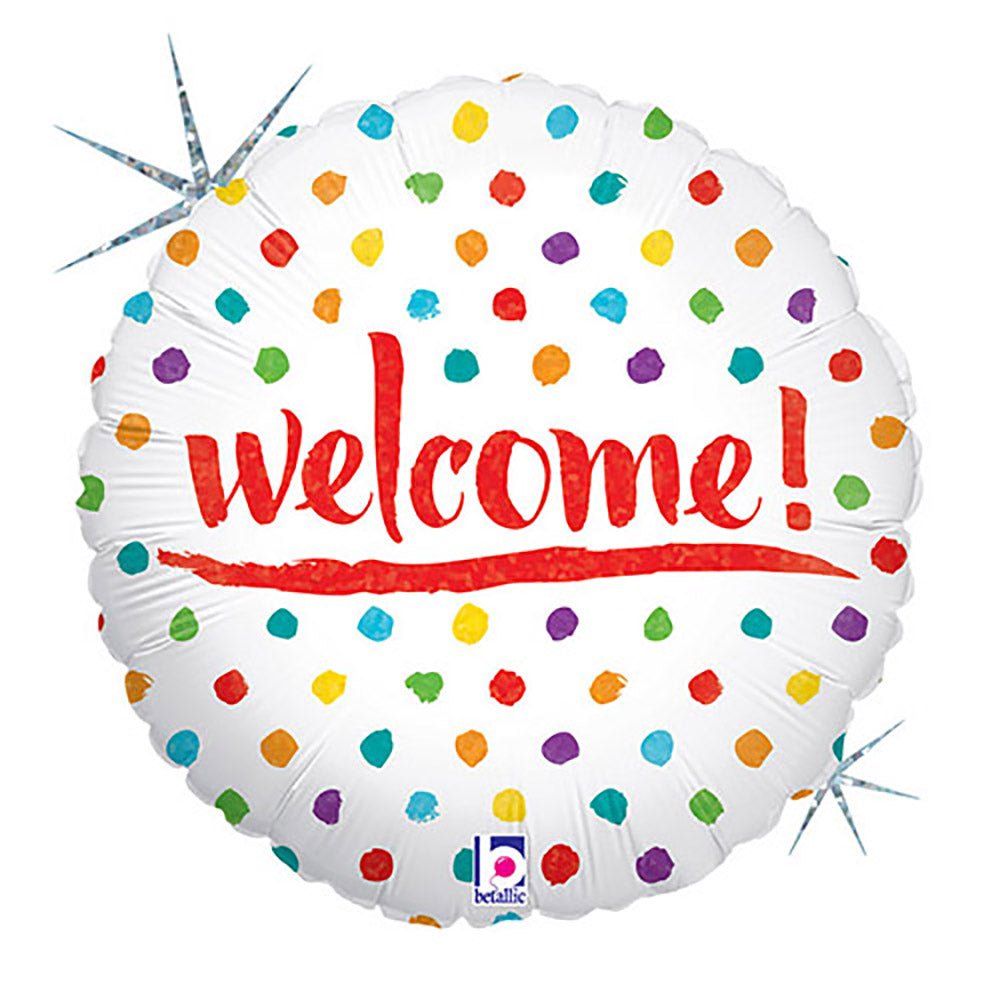 Foil Balloon Welcome Dots 18 Inch