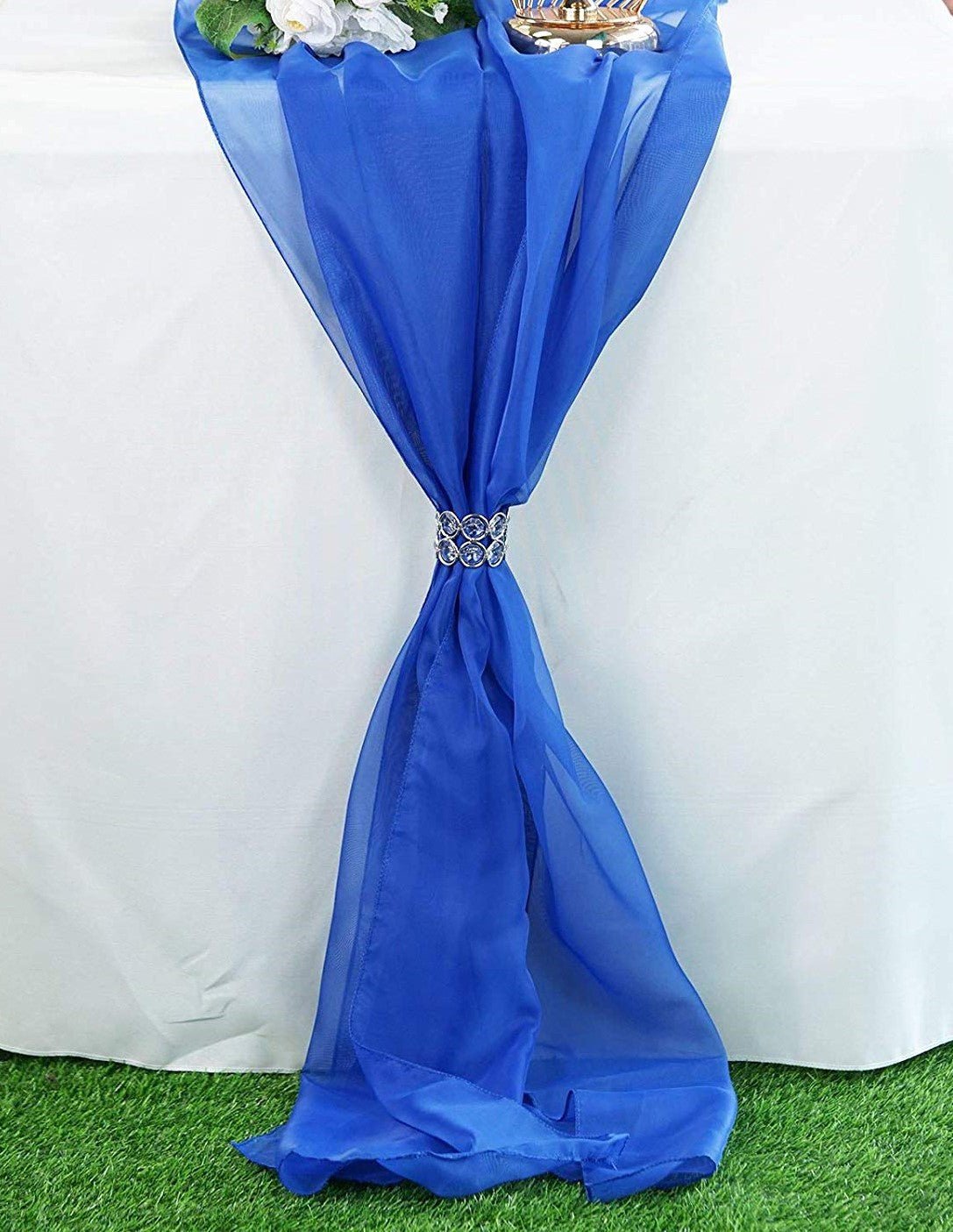 Extra Long Chiffon Wedding Table Runner Polyester Fabric - 18" Wide, 120" Long, 180" Long, Multiple Colors (1 Piece)