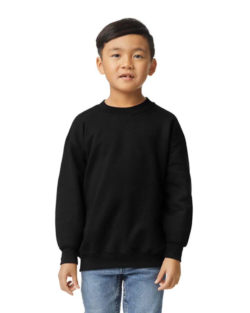 Gildan 18000B Youth Sweatshirt - Black Fleece Fabric - Black, Classic Fit, Seamless Body (1 Unit)