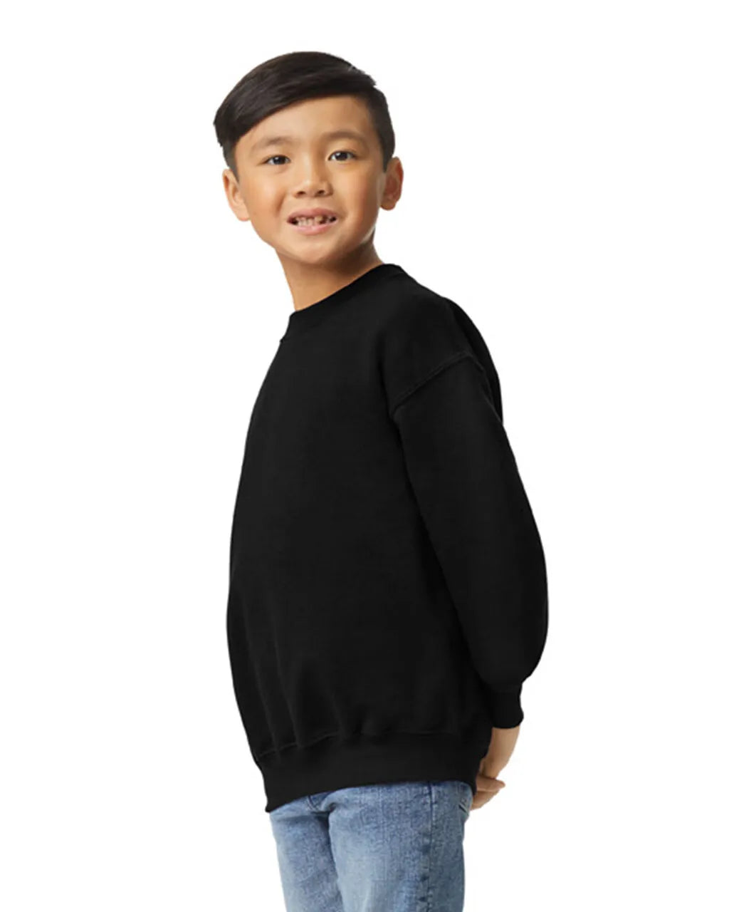 Gildan 18000B Youth Sweatshirt - Black Fleece Fabric - Black, Classic Fit, Seamless Body (1 Unit)