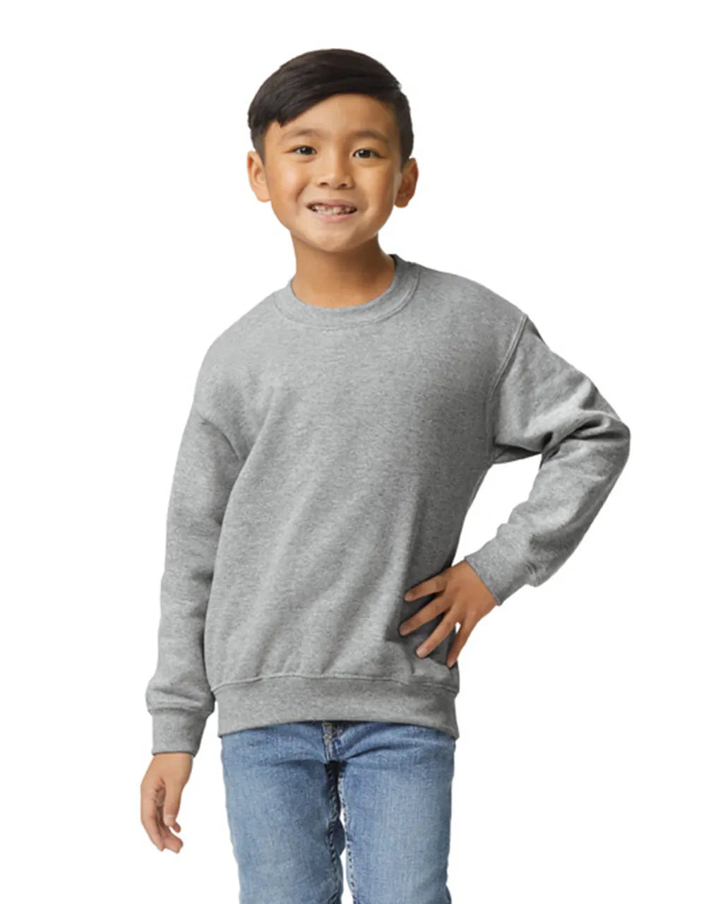 Gildan 18000B Youth Sweatshirt Fabric - Heather Grey, Classic Fit, Seamless Body (1 Piece)