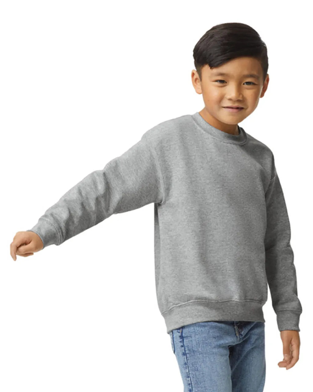Gildan 18000B Youth Sweatshirt Fabric - Heather Grey, Classic Fit, Seamless Body (1 Piece)