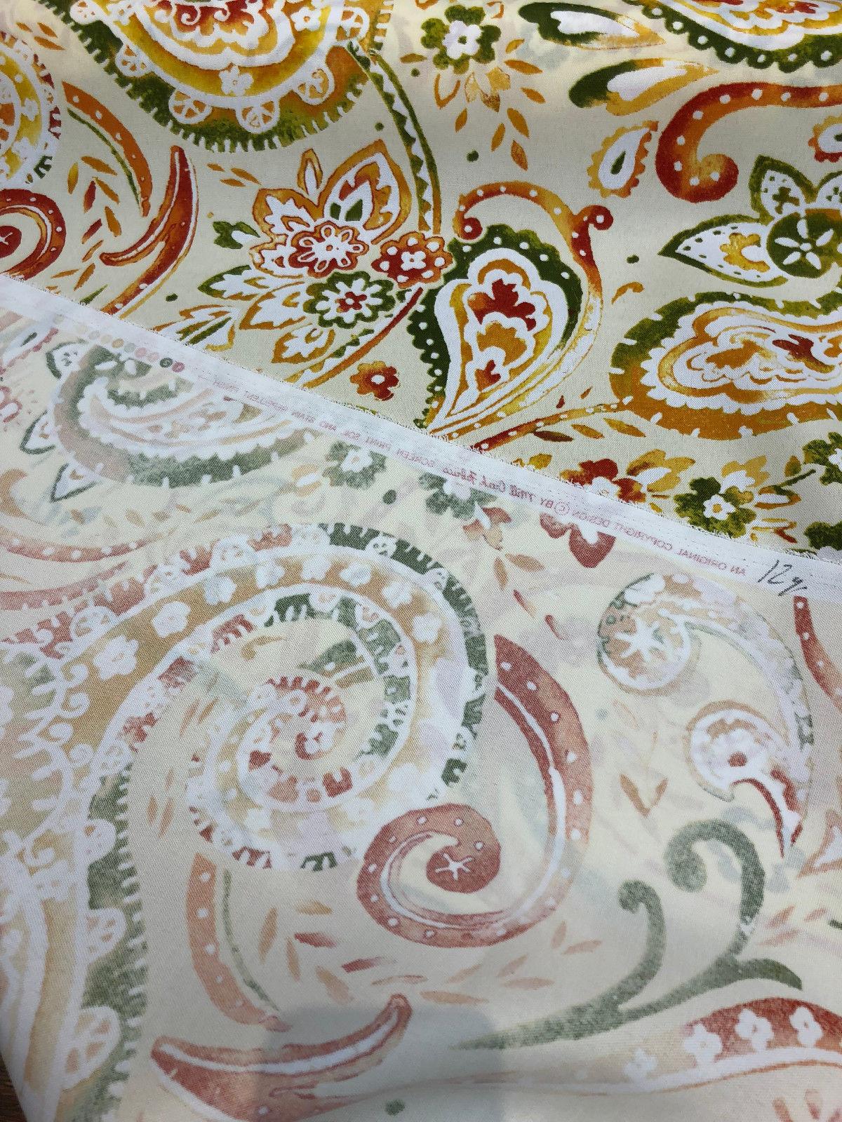 Swavelle Vermilya/Fredo Orange Grove Paisley Polyester Fabric - Orange Peach Rust Coral Paisley, 54" Width (1 Yard)