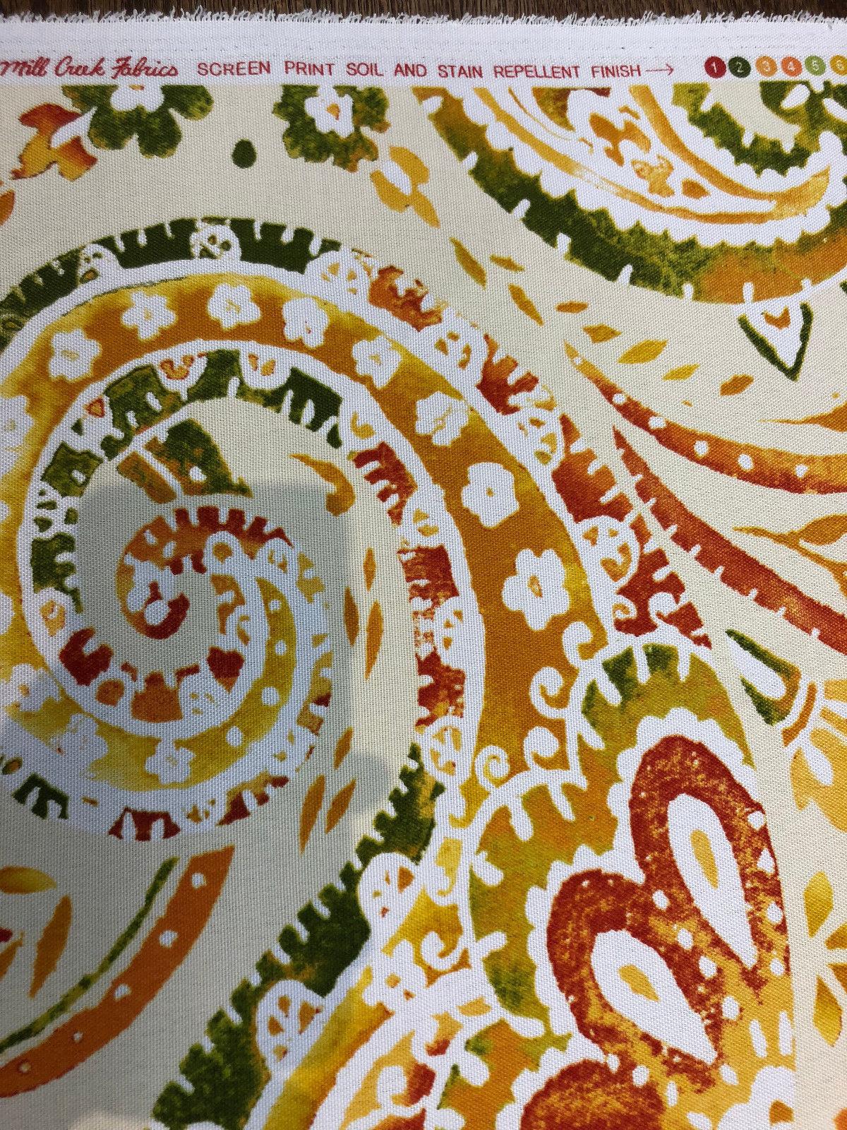 Swavelle Vermilya/Fredo Orange Grove Paisley Polyester Fabric - Orange Peach Rust Coral Paisley, 54" Width (1 Yard)