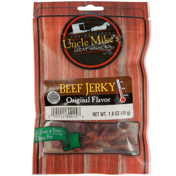 Uncle Mike's 1.6 oz. Pack Original Beef Jerky - 32/Case