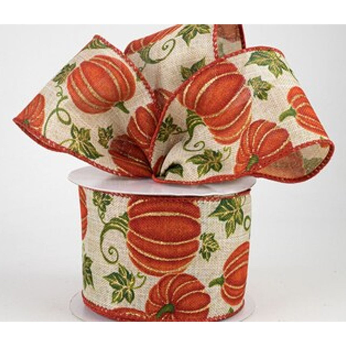 Pumpkin Patch Natural Wired Ribbon 2.5" x 10 Yards