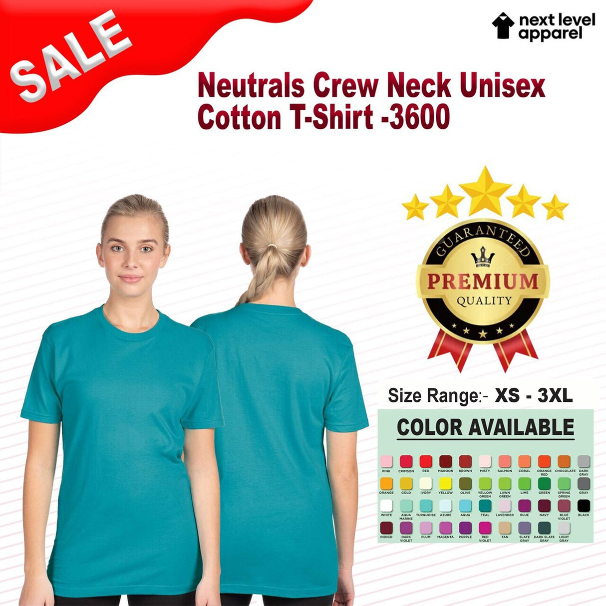Next Level® Neutrals Unisex Crewneck Short Sleeve Cotton T-Shirt