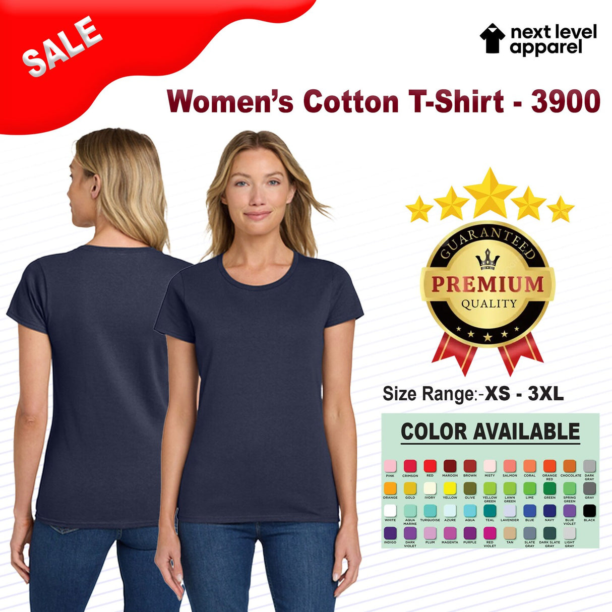 Next Level® Colors Women's Cotton Crewneck Short Sleeve T-Shirt
