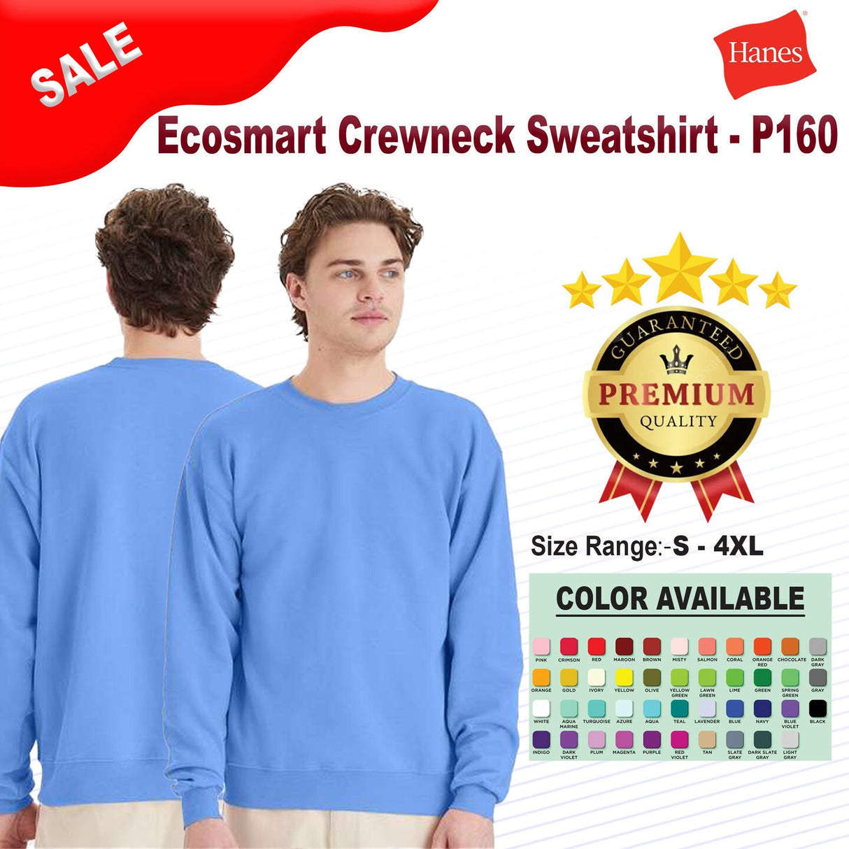Hanes® Ecosmart Crewneck Long Sleeve Sweatshirt