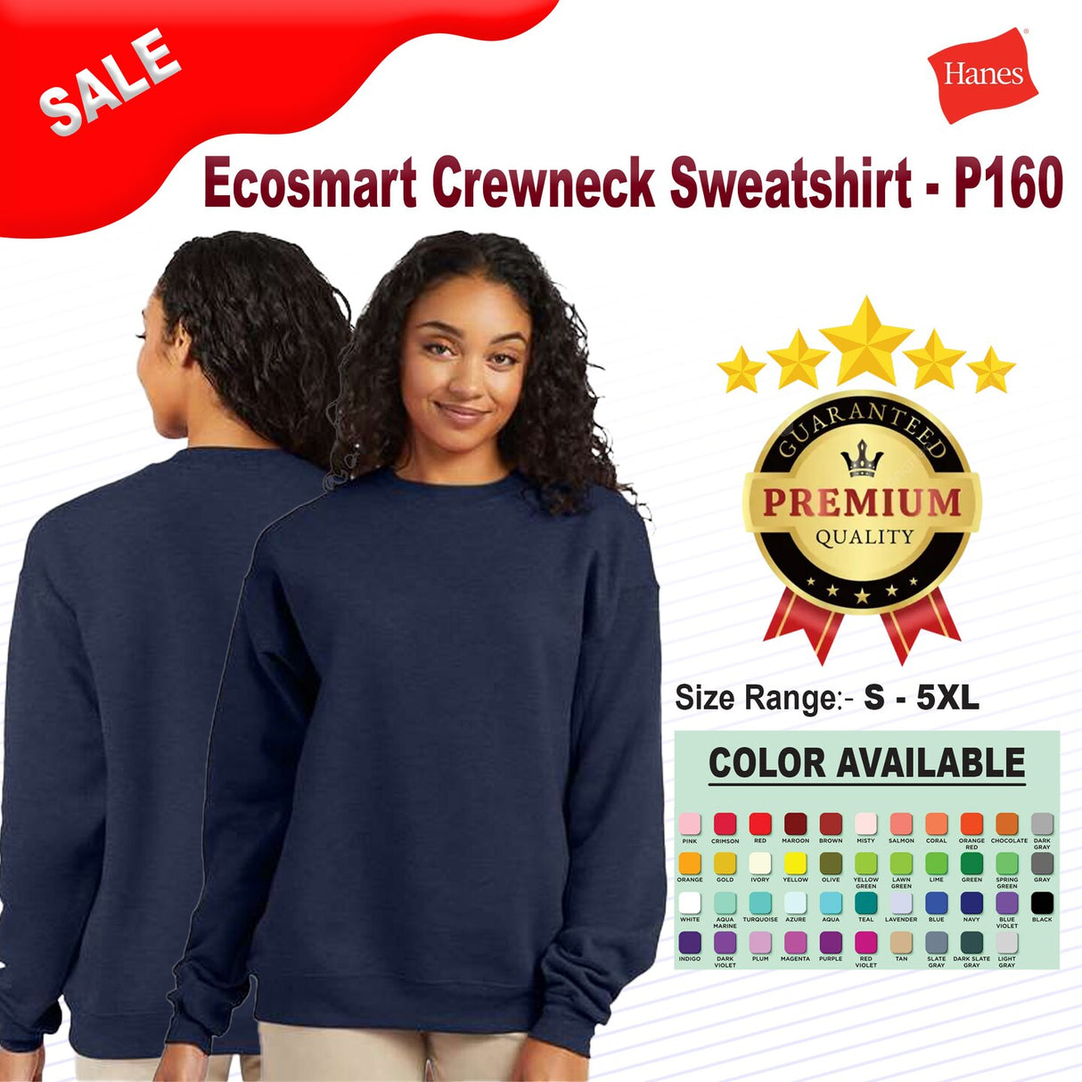 HANES® Crewneck Long Sleeve Sweatshirt