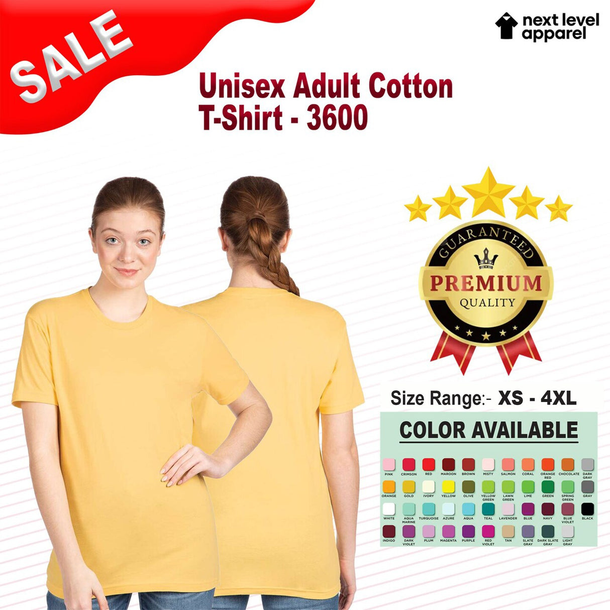 Next Level® Crewneck Short Sleeve Unisex Adult Cotton T-Shirt