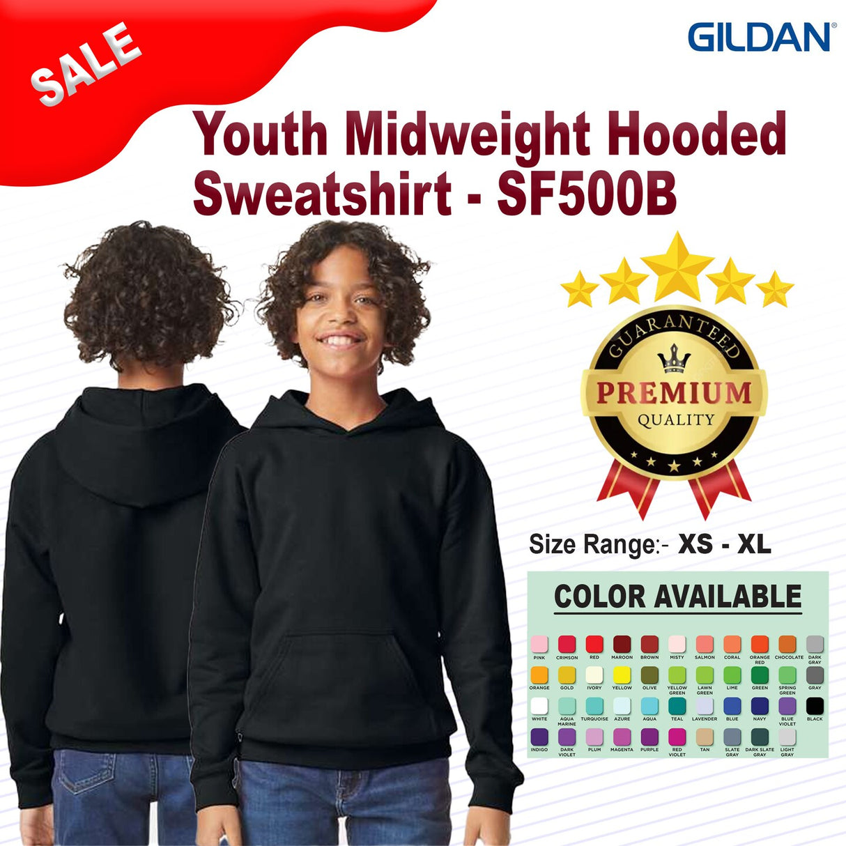 Gildan® Youth Softstyle Midweight Long Sleeve Hooded Sweatshirt