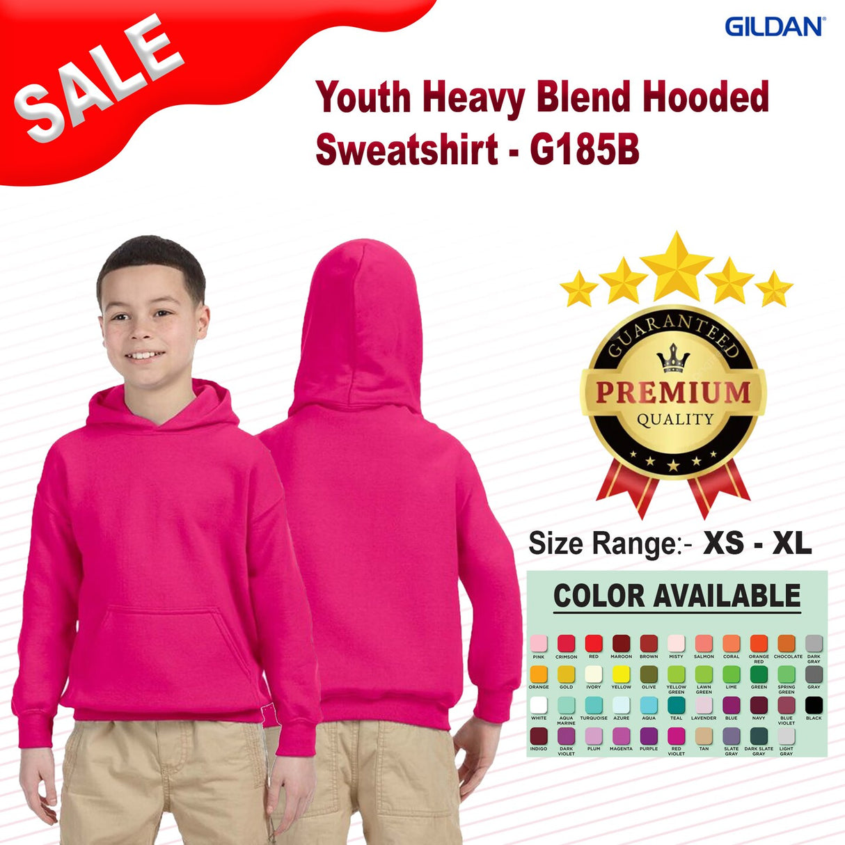 Gildan® Youth Heavy Blend Long Sleeve Hooded Sweatshirt