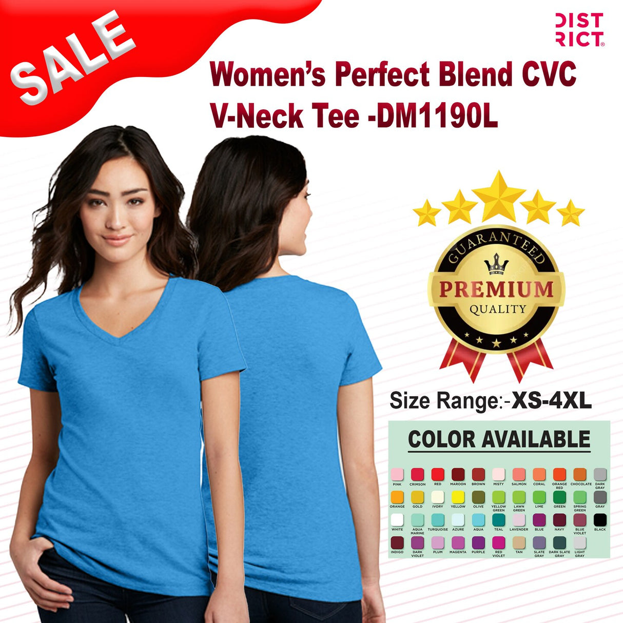 District® Women’s Perfect Blend Short Sleeve CVC V-Neck Tee