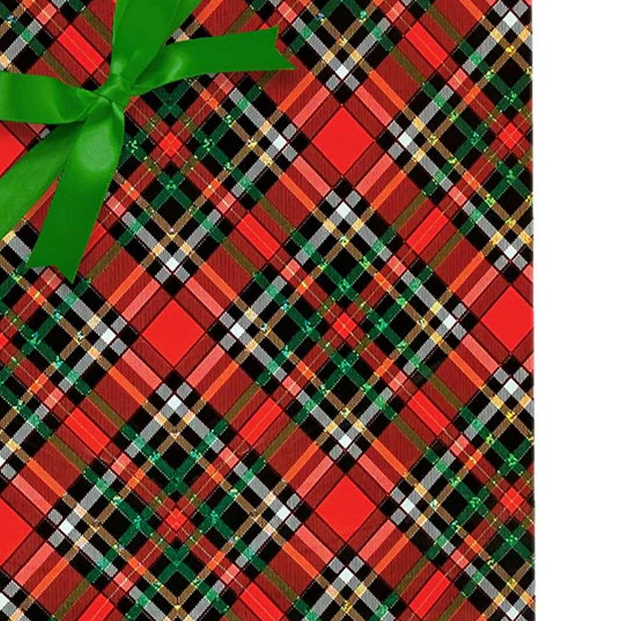 Plaid Christmas Wrapping Paper Red / Gold Holographic Plaid 30 '' × 833 '
