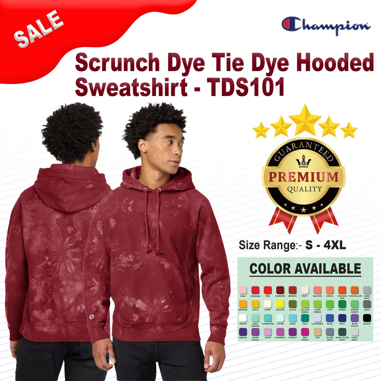 Champion® Scrunch Dye Tie-Dye Hooded Sweatshirt