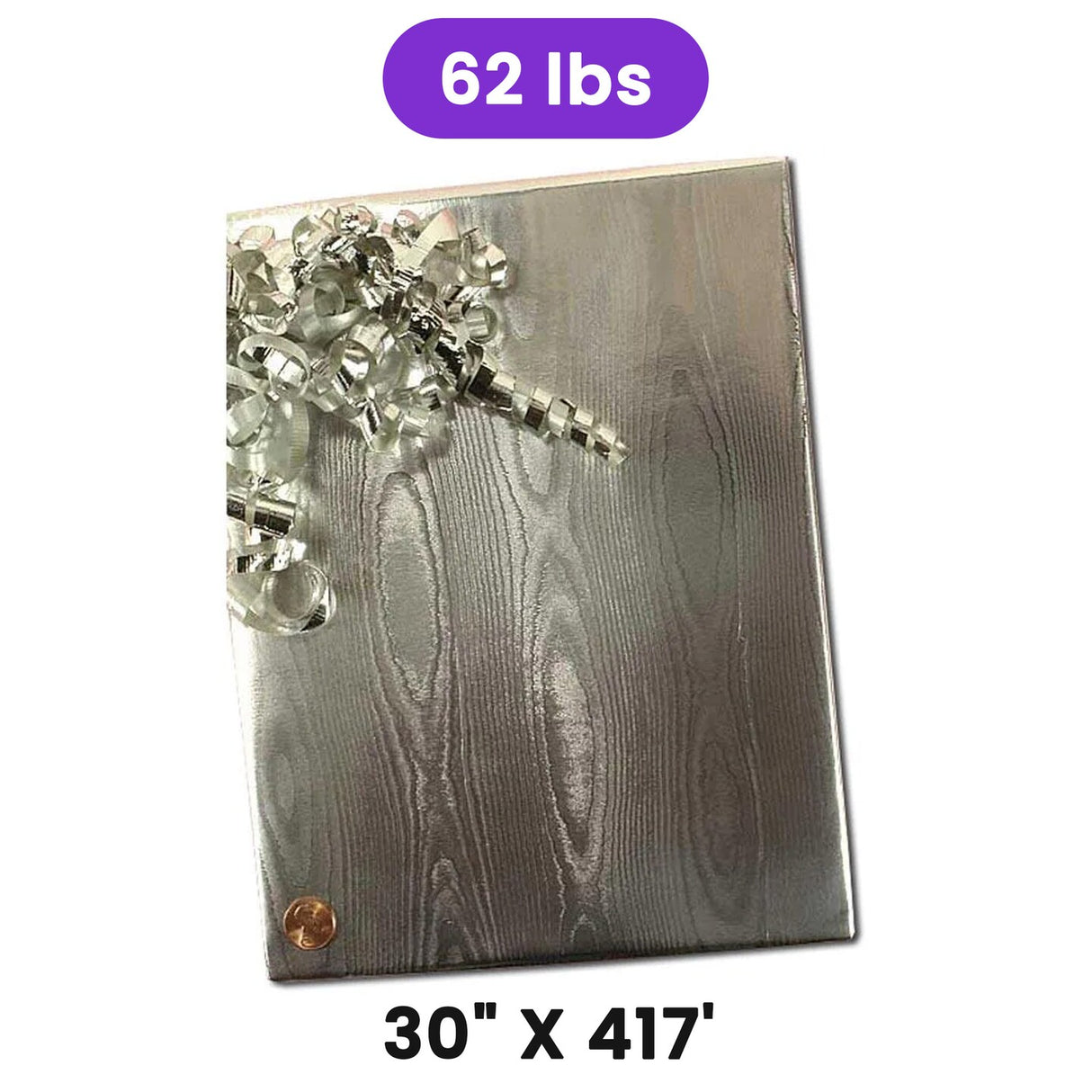 Silver Watercolor Embossed Metallic Wrapping Paper 30" x 417" Roll