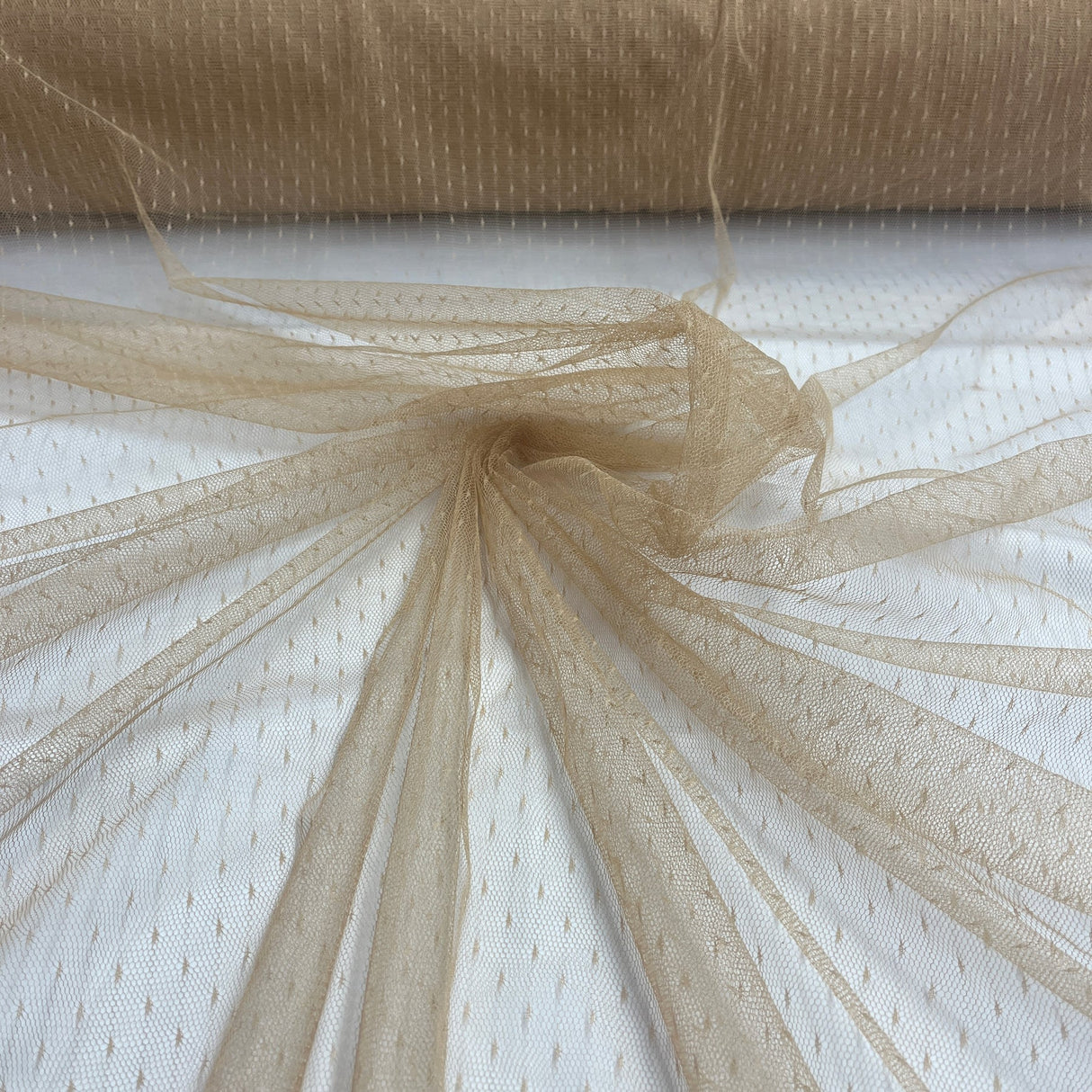 1 Yard Ivory Stretch Dots Point Net Mesh Fabric Lightweight Soft Durable Material 60 Inch Width