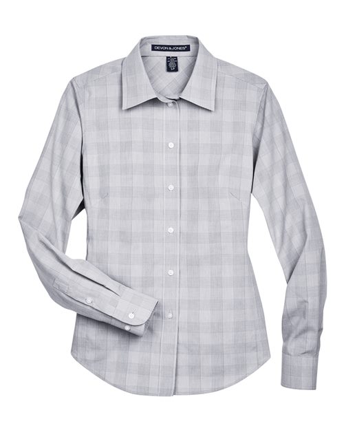 Devon & Jones® Women’s Glen Plaid Woven Dress Shirt Non-Iron Performance with Flattering Tailored Fit