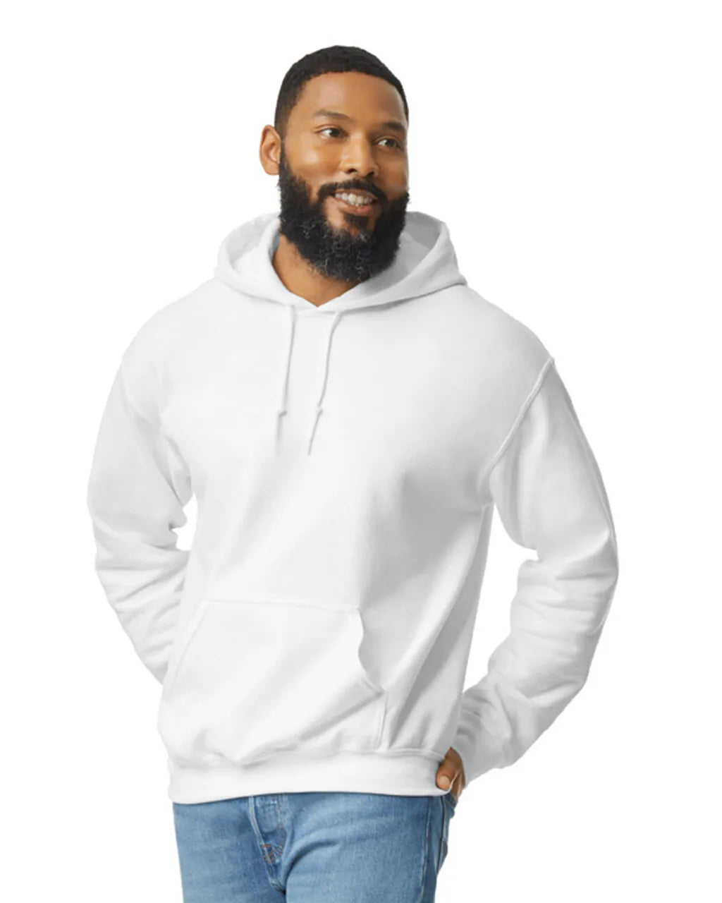 Gildan 18500 Pullover Hoodie Cotton Blend Fabric - White, Classic Fit, Double-Lined Hood (1 Hoodie)