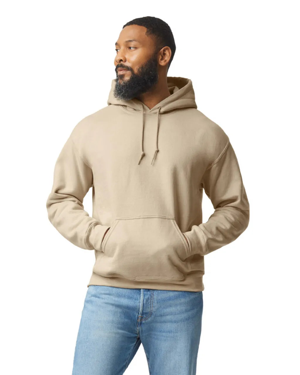 Gildan 18500 Pullover Hoodie Cotton Blend Fabric - Sand, Classic Fit, Double-Lined Hood (1 Piece)