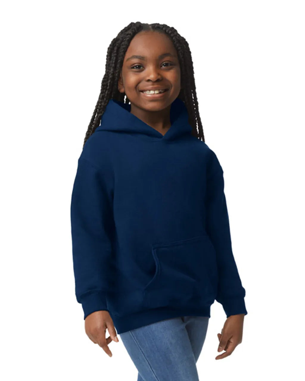 Gildan 18500B Youth Pullover Hoodie - Navy Fleece Fabric - Navy, Classic Fit, Seamless Body (1 Piece)