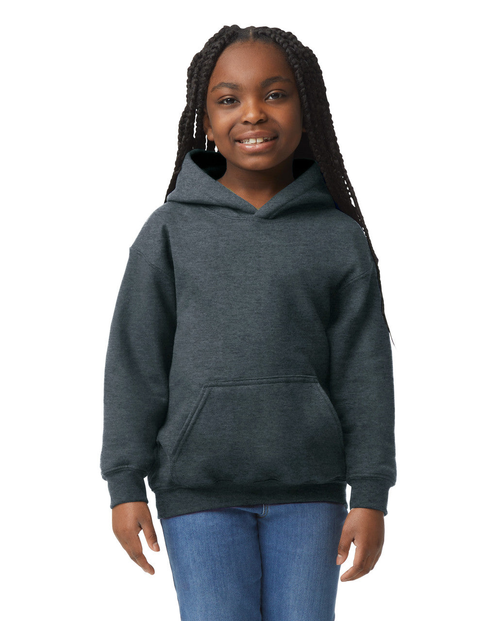 Gildan 18500B Youth Pullover Hoodie - Dark Heather, Fleece Fabric (XS-XL)