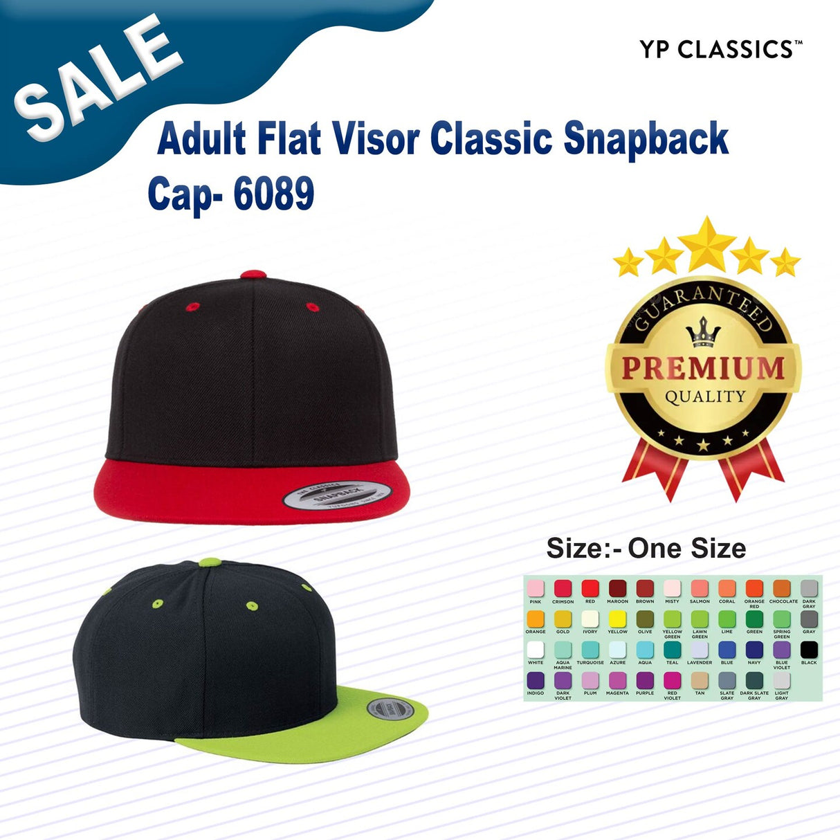 YP Classics® Adult Flat Visor Classic Snapback Cap