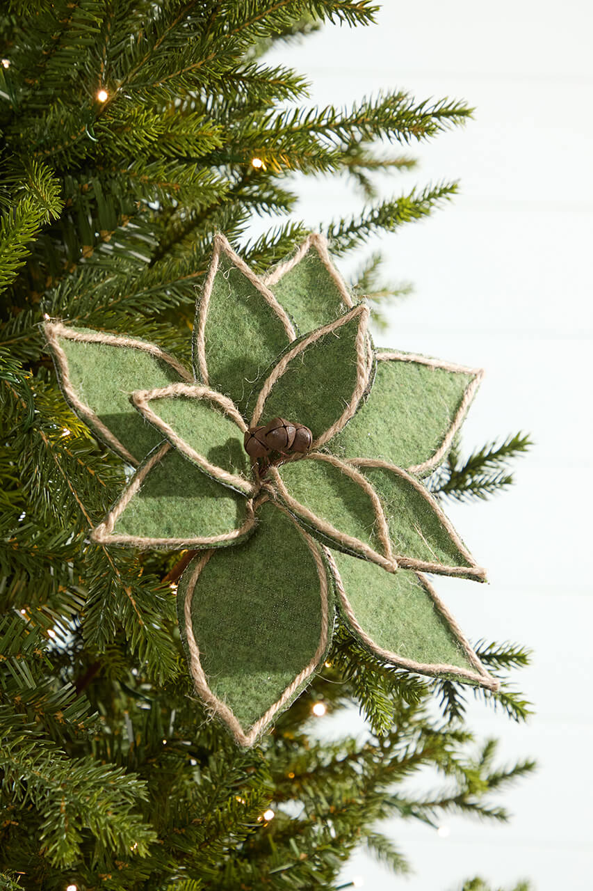 19" x 12" Natural Green Poinsettia Pick
