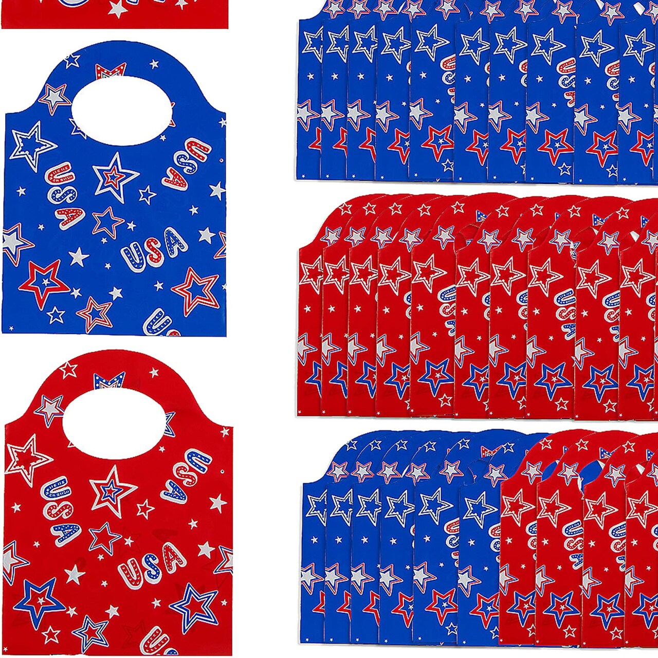 6 1/4" x 8 1/4" Patriotic Goody Bags with Handles Bulk 50 Pc.