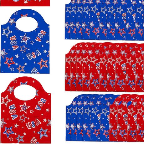 6 1/4" x 8 1/4" Patriotic Goody Bags with Handles Bulk 50 Pc.