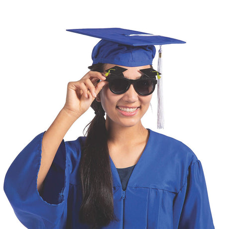 5 1/2" x 3" Graduation Cap Black Plastic Novelty Sunglasses - 12 Pc.