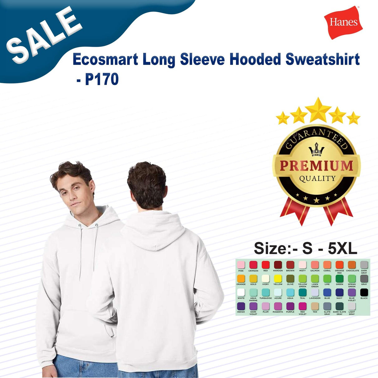 Hanes® Ecosmart Long Sleeve Hooded Sweatshirt
