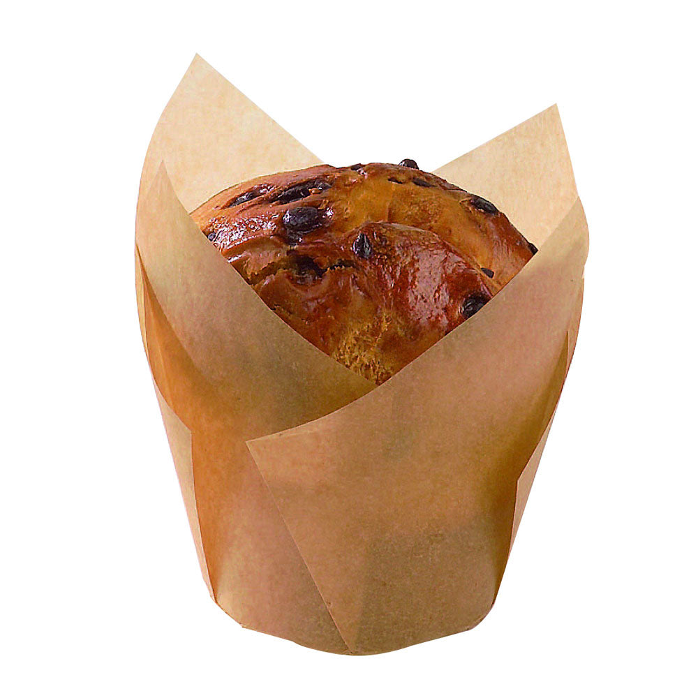 PacknWood Golden Brown Silicone-Coated Tulip Baking Cup, 2.3" x 1.25" Dia. - Pack of 100