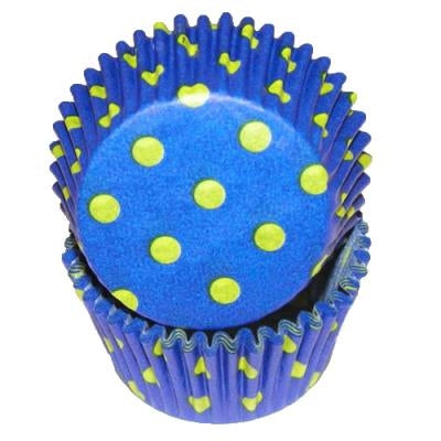 Blue Yellow Hot Dots Paper Standard Size Baking Cups - 100 Pack