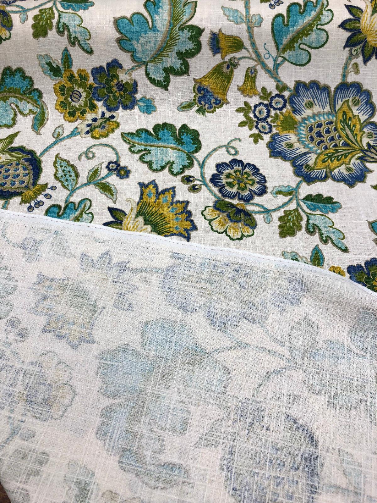 Anu Cliffside Linen Rayon Fabric - Caribbean Jacobean Floral, 54" Width (1 Yard)