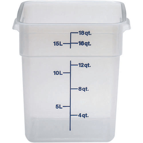 Cambro 18SFSPP190 Translucent Square Storage Container 18 Qt. - 11-1/4" x 12-1/4" X 12-5/8" High