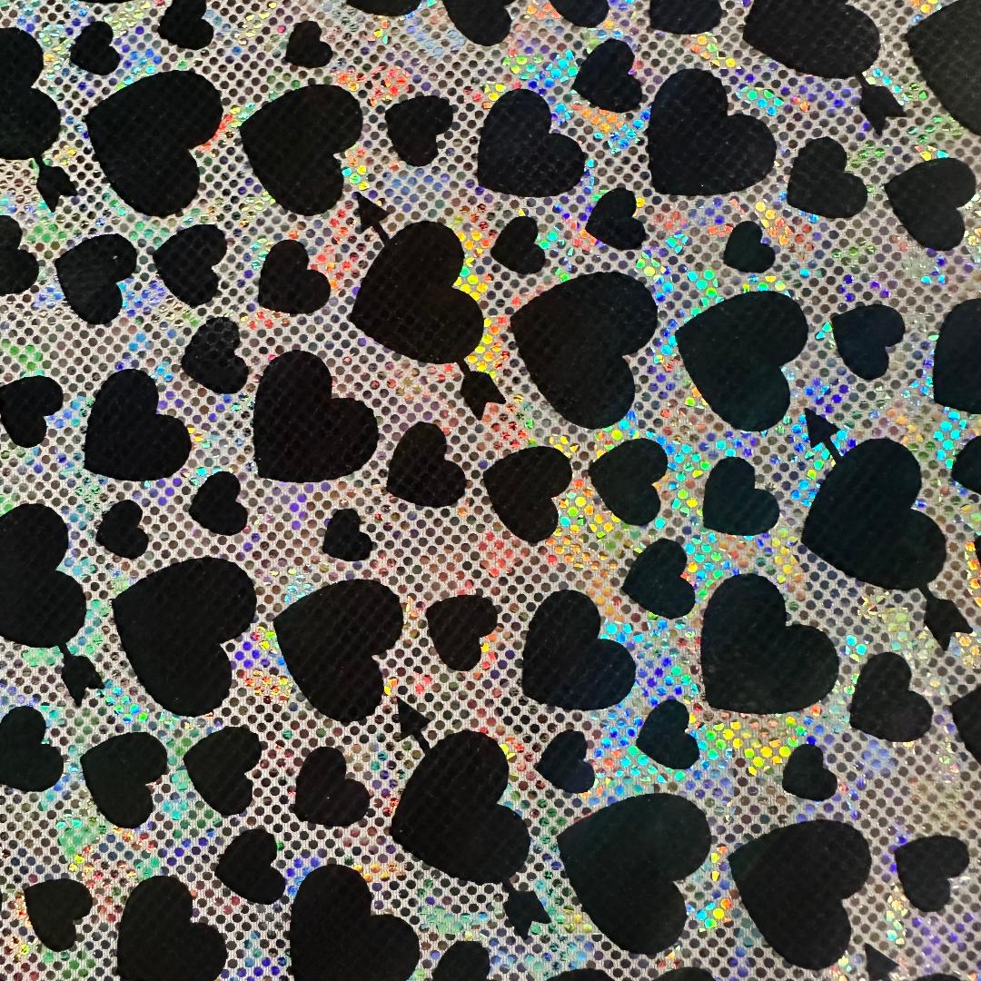 Nylon Spandex Heart Foil Metallic Fabric