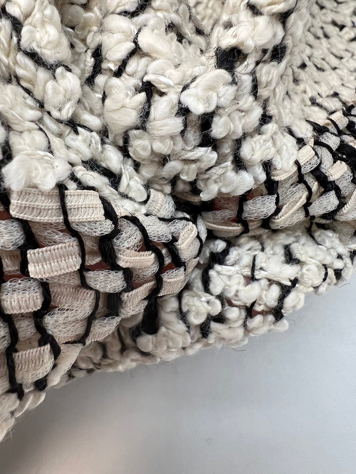 Wool Tweed Suit Fabric White Beige Black