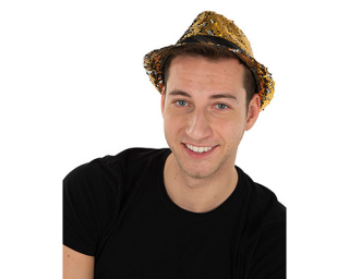 Gold Hat with Reversible Sequins