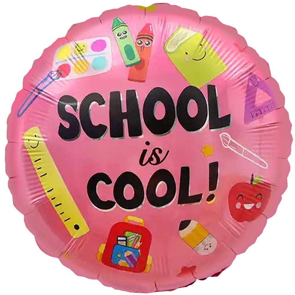 Foil Balloon School Is Cool Pink