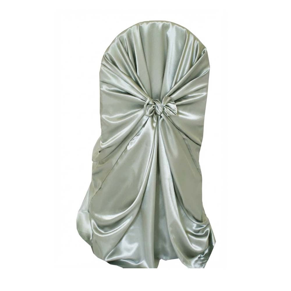 Silver Satin Universal Self Tie Chair Cover
