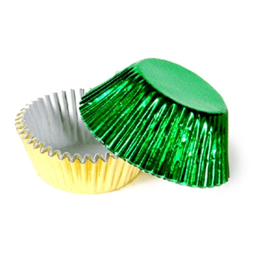 Green & Gold Foil Candy Cups Size #5 - 100 Pack