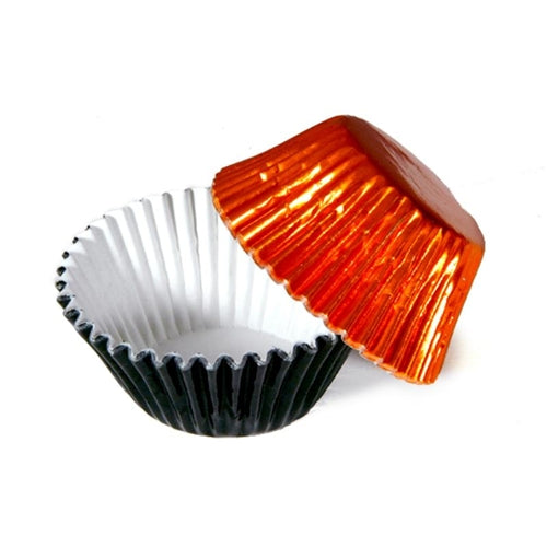 Black & Orange Foil Candy Cups Size #5 - 100 Pack