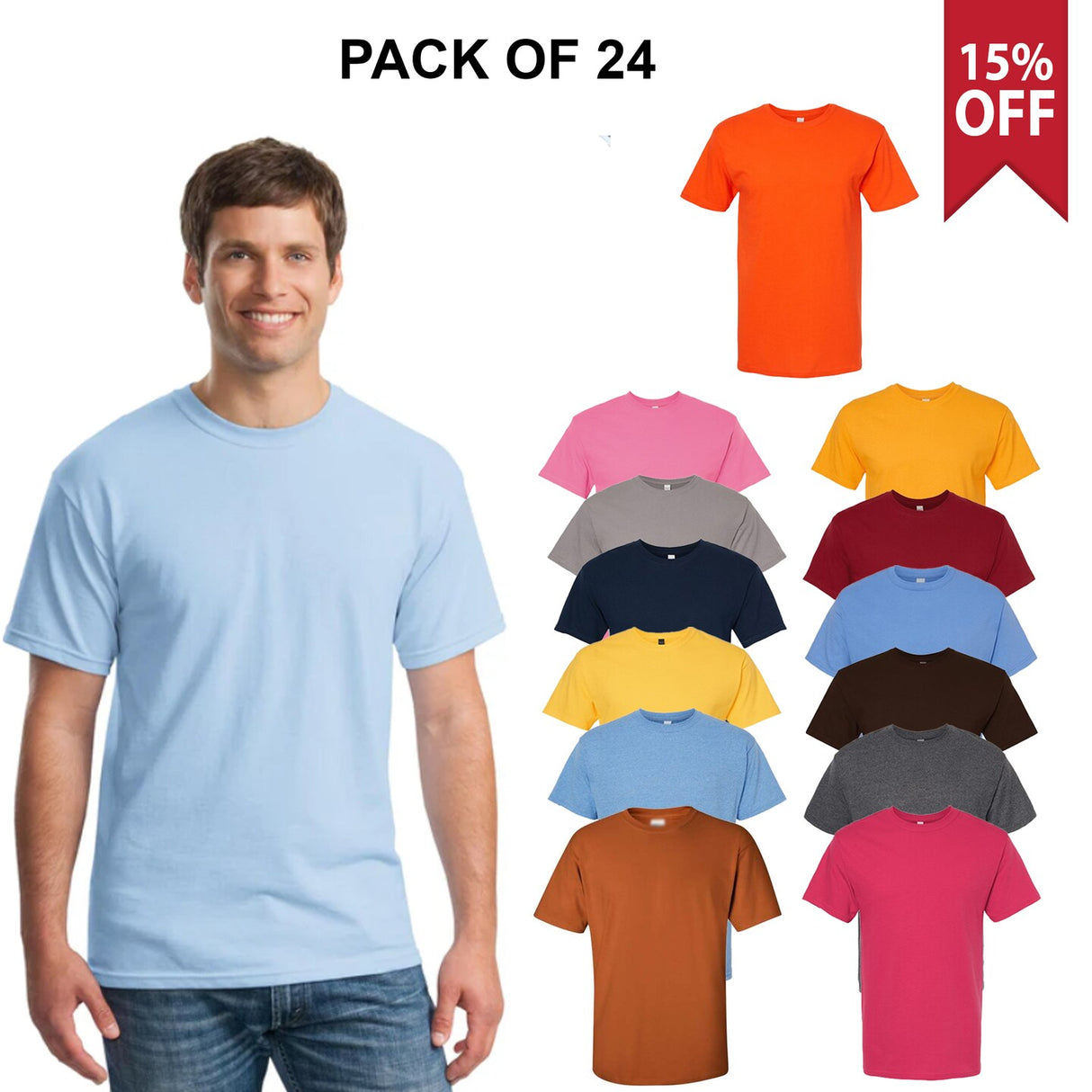 24 Pack: Crewneck Short Sleeve Ultra Cotton T-Shirt