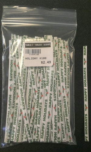 Holiday Paper Twist Ties - 100 Pack