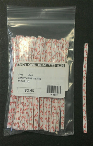 Candy Cane Paper Twist Ties - 100 Pack